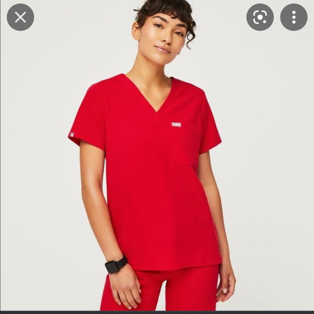 Figs Pop Red Scrub Top